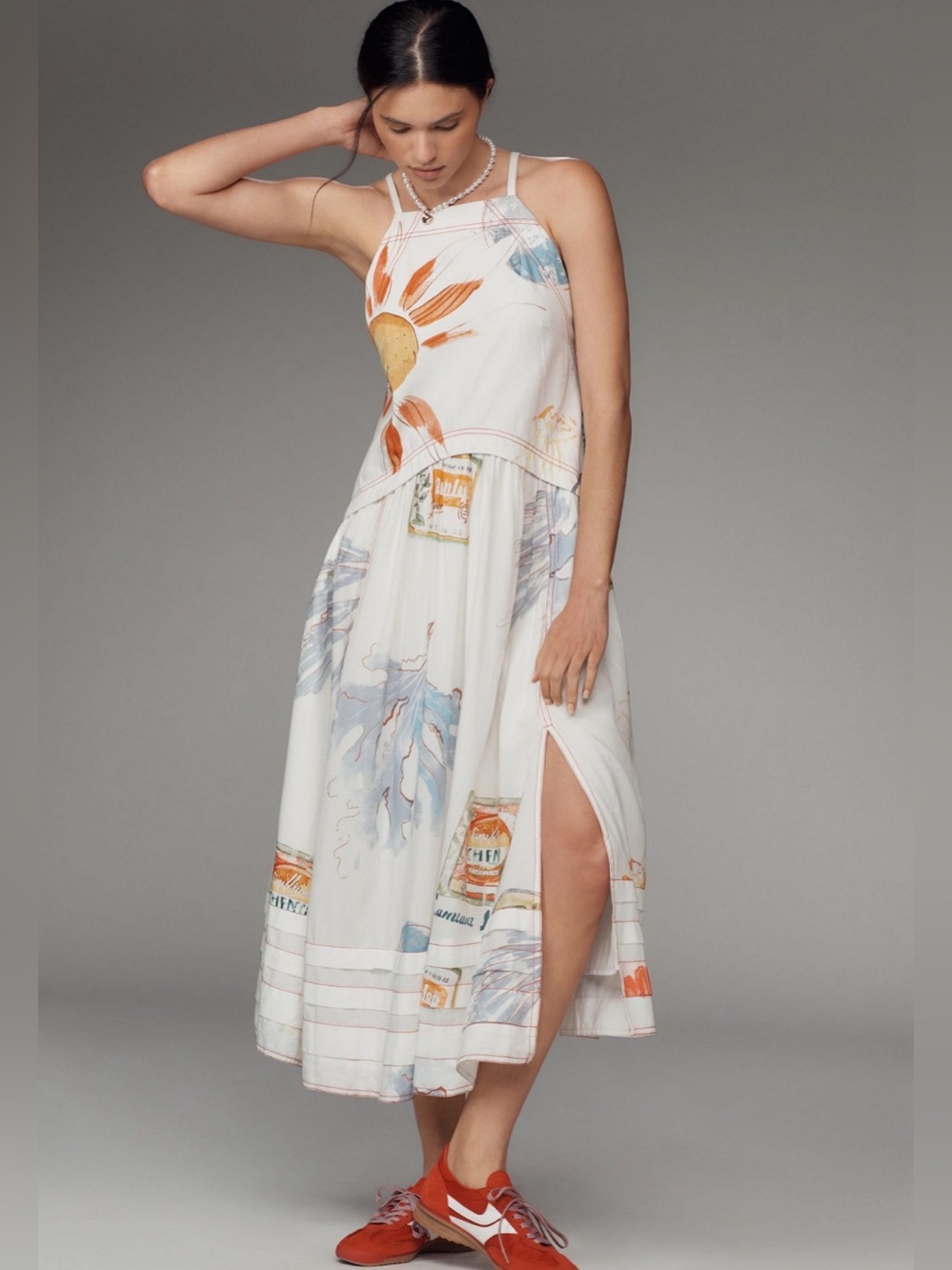 Pilcro Sleeveless Twofer Midi Dress in Multi - M